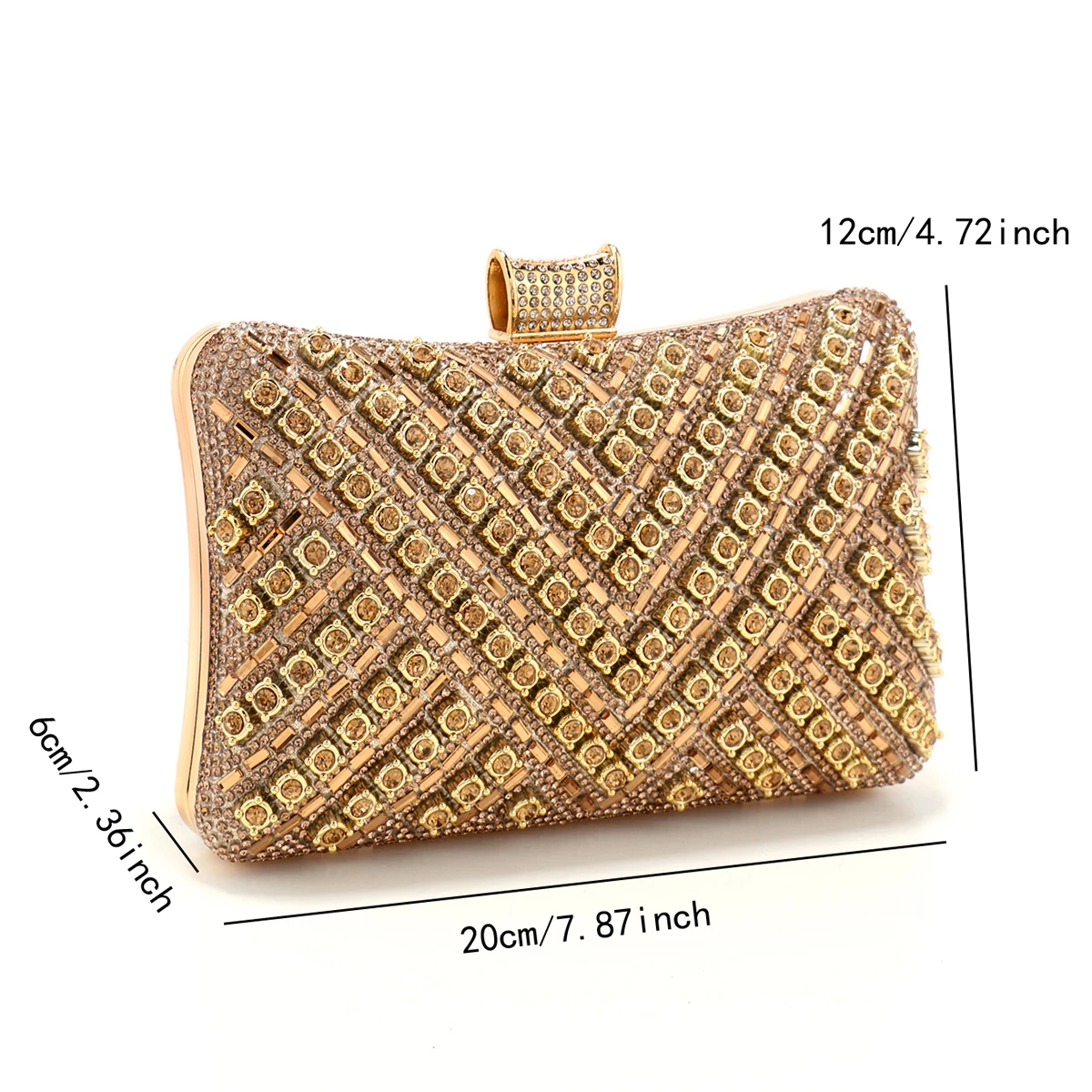 Golden Rhinestone Beaded Evening Clutch Bag for Women