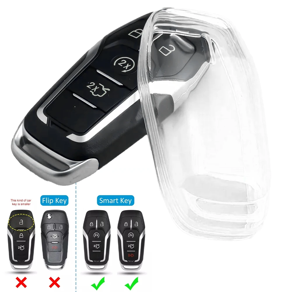 

Transparent Clear Key Fob Cover Case Holder For Ford For Mustang For Edge 1pc TPU Car Acesssories Tools