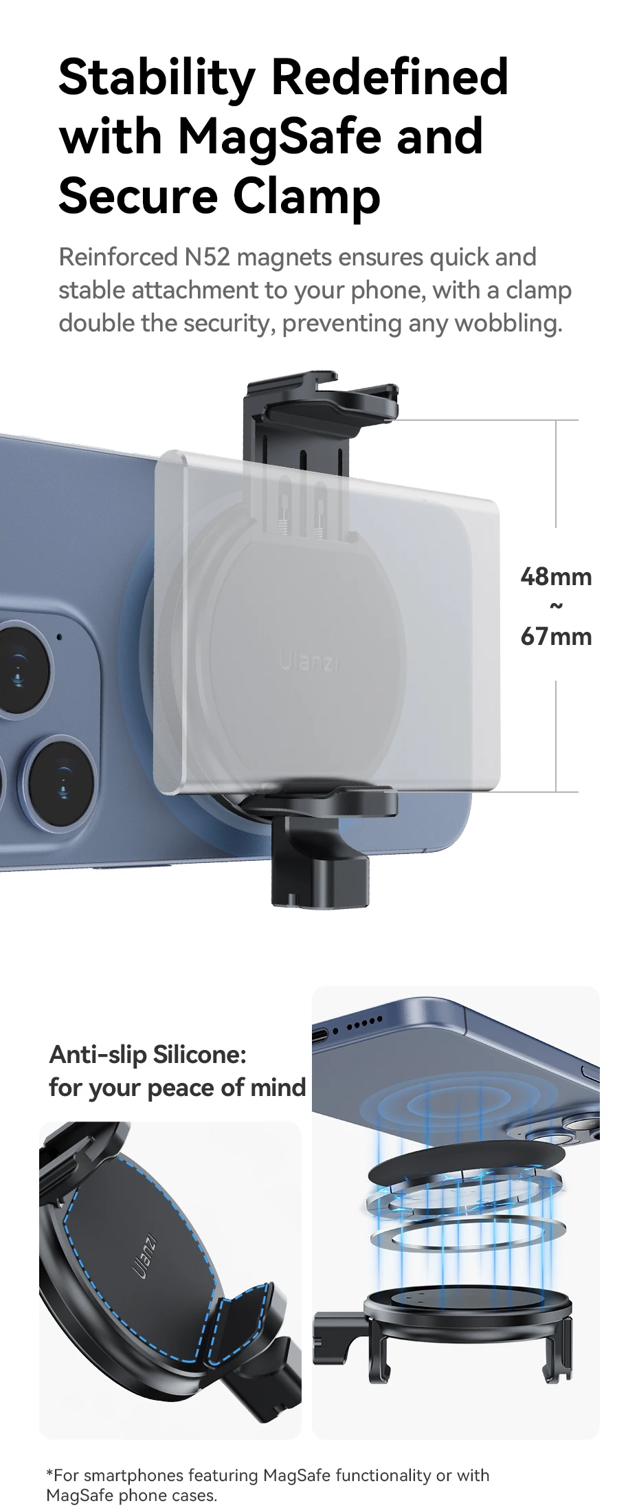 Description Picture 6 of itemUlanzi MG10 MagSafe Hard Drive Holder for Smartphone with Cold Shoe Mount for Phone Grip MagSafe Phone Cages Stabilizer Tripod