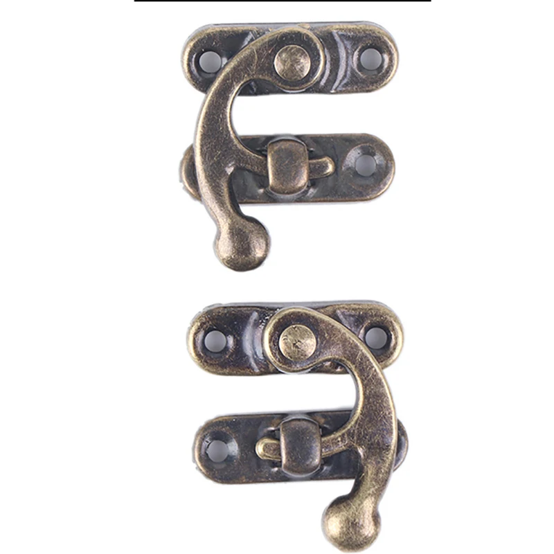 10PCS Vintage Metal Hardware Furniture Wooden Box Leather Bag Hardware Decorative Latch Clasps Lock Padlock Hasp With Screws