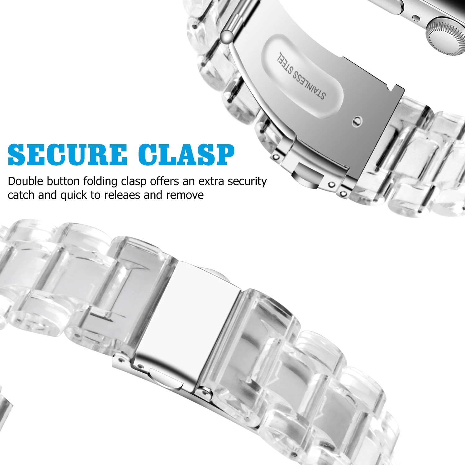 Clear Resin Strap, 22mm Universal Fit for Smartwatches – Sleek & Durable Bracelet Band