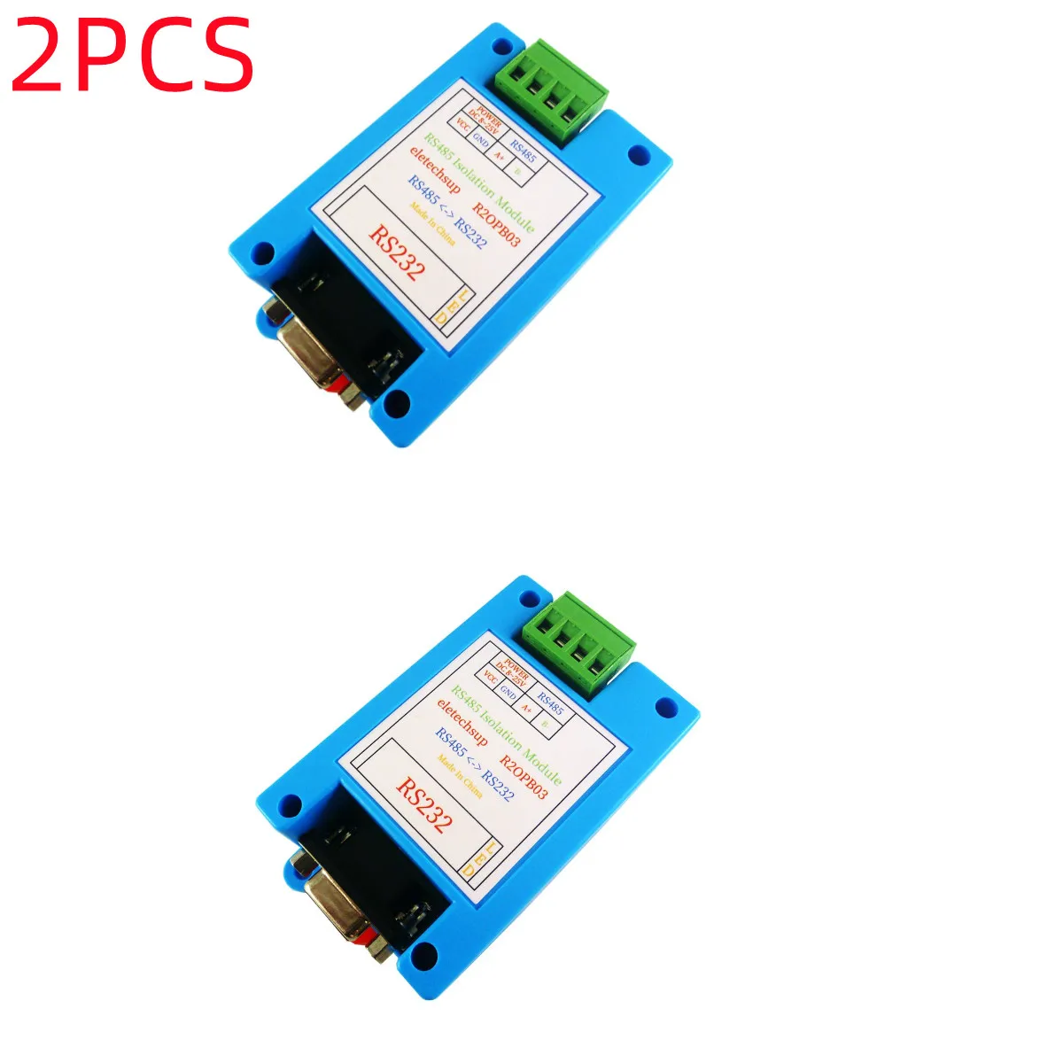 

2X DC 12V 24V RS232 to RS485 Isolator Converter PC COM Serial Port UART for Modbus RTU PLC Analog Digital IO HMI