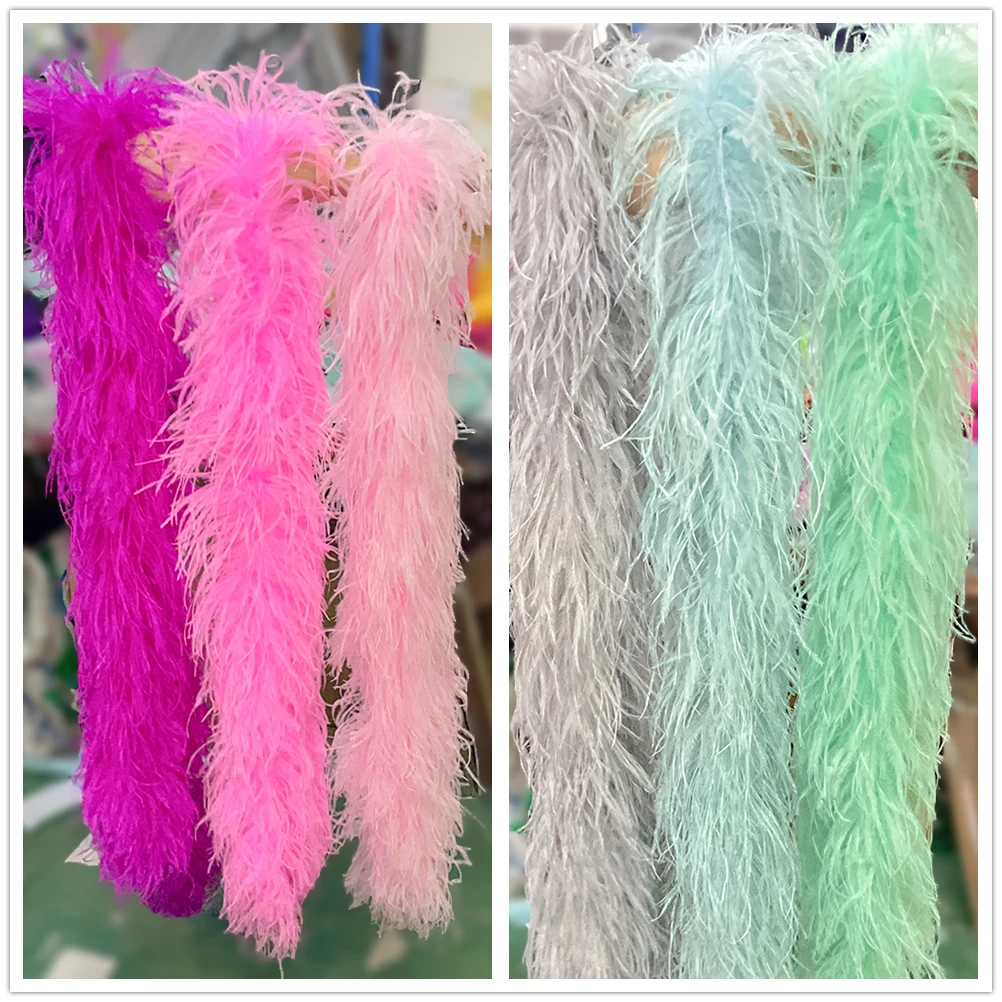 Wholesale 1-20ply Dyed Various Ostrich Feathers Boa ostrich feather shawl  for wedding Dress Party Accessory Decoration 2 meter