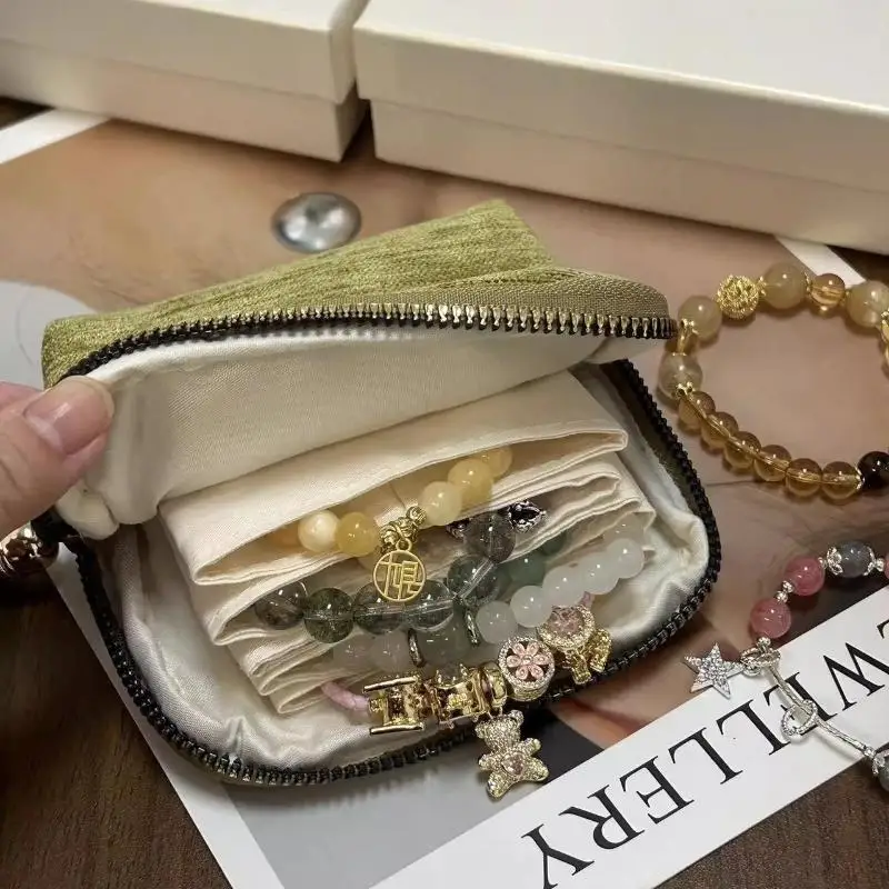 5-lagige Schmuckaufbewahrungstasche, Samt-Schmuckbeutel für Uhren, Armbänder, Ringe, Ohrringe, tragbare Reise-Schmuckbox – Detail 4