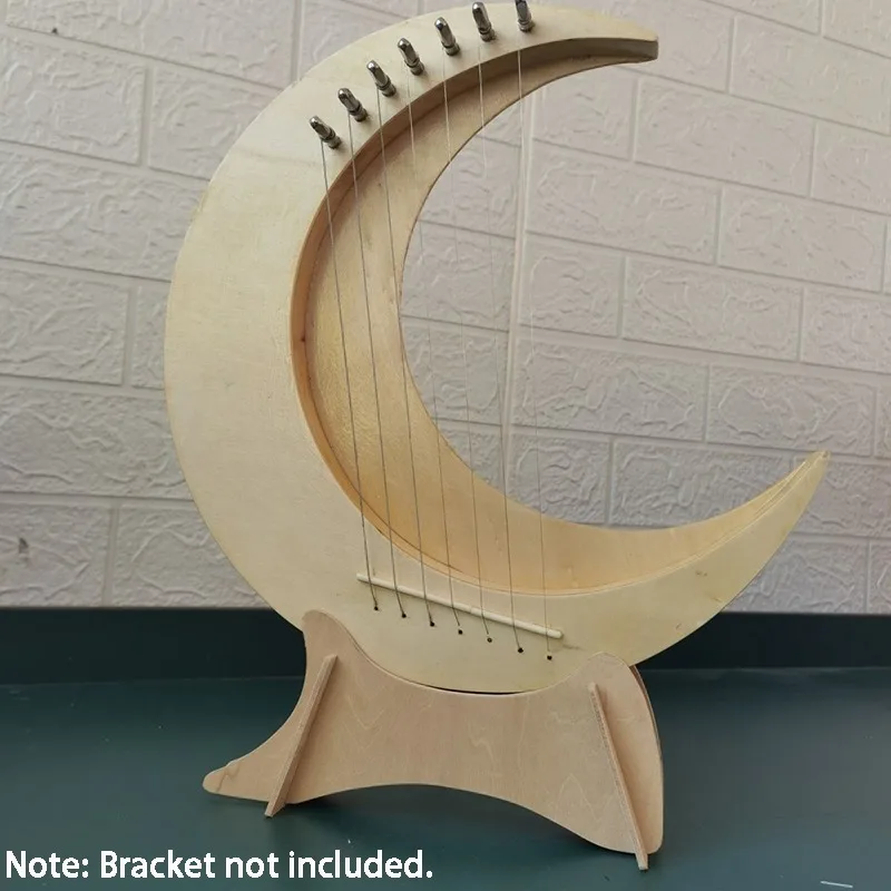 DIY Wooden Mini Harp Children's Painting Toy 7 Strings Lyre Lira Instruments Beginner Kids Moon Harp Portable Musical Instrument