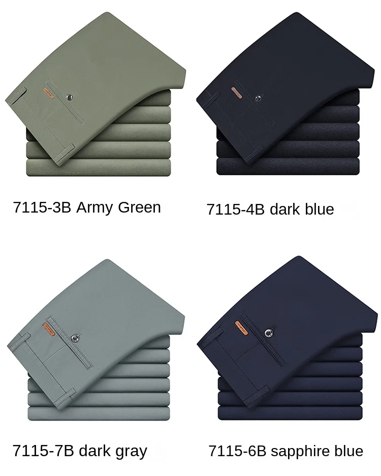 Description Picture 6 of itemCasual Pants Men's Loose Business Summer Thin Trousers Office Suit Pants Middle-Aged Straight plus Size Formal Pants