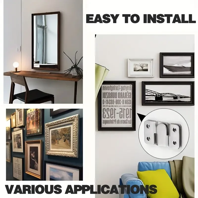 2Pcs Interlock Hanging Buckle Flush Mount Bracket Furniture Connector Wall Picture Frame Hanger Display Photo Frame Hooks picture frame hangers