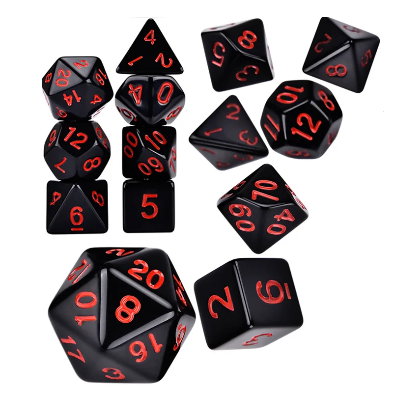 7 Pcs Lot Black Red Dices Set Double Colors Polyhedral Numbers Dice Kit of D4 D6 D8 D10 D% D12 D20 for DND TRPG RPG Board Games