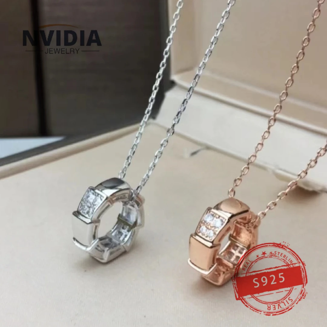 

2024 Fashion Jewelry BV Customized S925 Silver Luxury Snake Bone Diamond Women's Necklace Birthday Party Earrings Gift