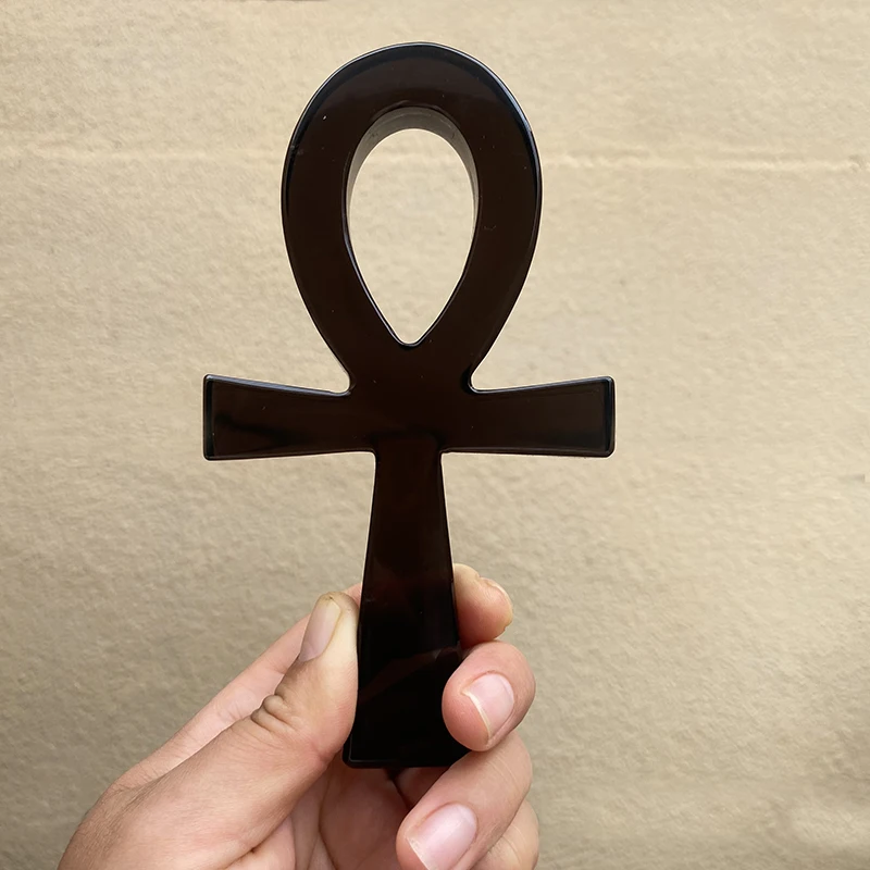 14 to 16cm Big Natural Black Obsidian Crystal Anka Cross Acient