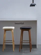 

GY Nordic Retro High Stool Light Luxury Italian Bar Chair Bar Stool Solid Wood Simplicity Modern Backrest Leisure Chair