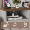 Farmhouse Nightstand, Modern Bedside Table with Barn Door and Shelf, Rustic End Table Side Tables for Bedroom, Nightstand 6