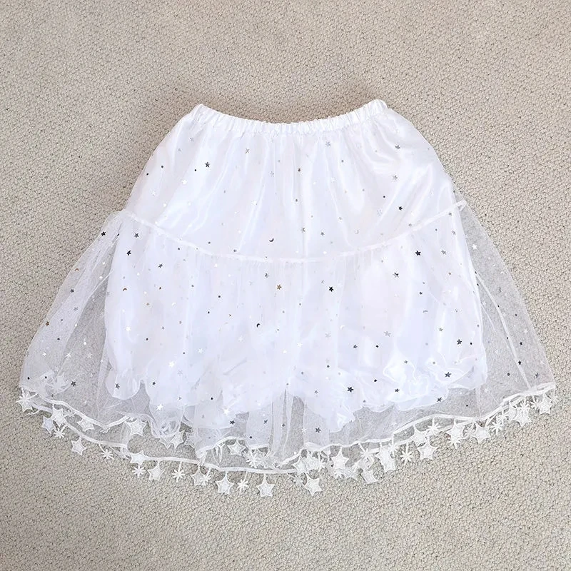 silk skirt JMPRS Lace Star Women Skirt White Summer High Waist Dance Mini Ball Gown Skirt Cute Harajuku Sexy Mesh Girls Japan Faldas 2022 slazenger skort Skirts