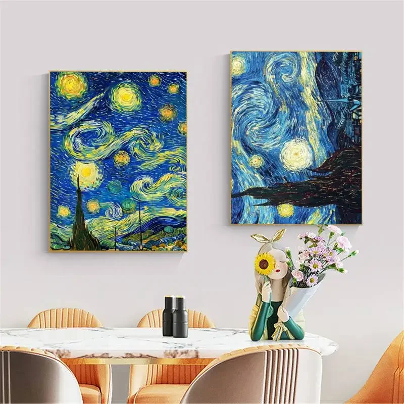 

Babaite starry sky Van Gogh POSTER Good Quality Prints And Kraft Paper Sticker DIY Room Bar wall stickers Room Decor Big Szie
