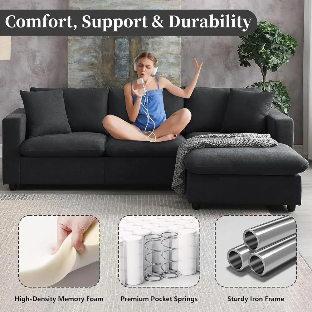 AURELION SHADOW Cloud Sectional with movable ottoman