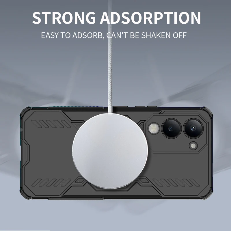 Rugged Armor Shockproof Phone Case with Heat Dissipation and Magnetic Cover