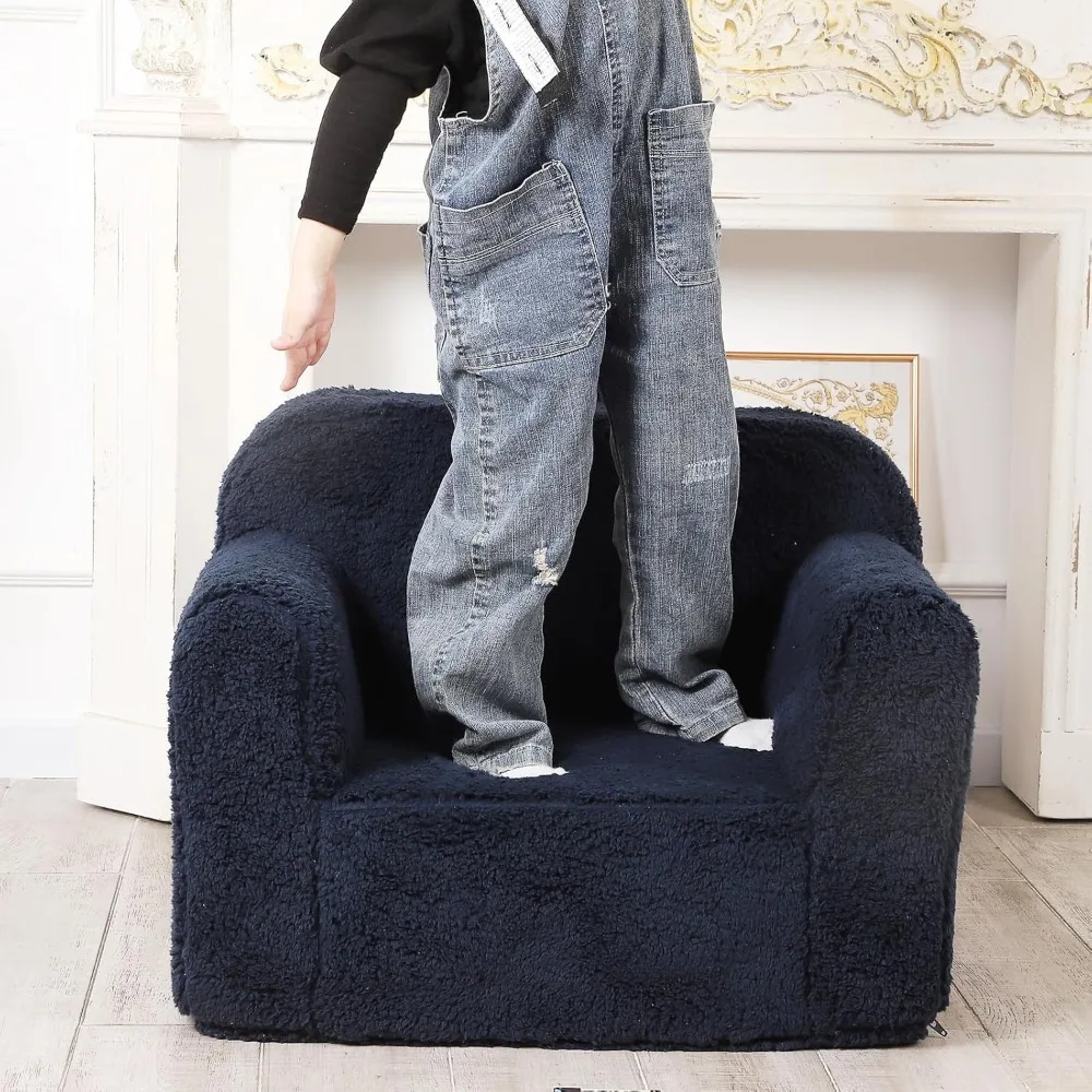 Kids Snuggly-Soft Sherpa Chair, Cuddly Toddler Foam Chair for Boys and Girls 5