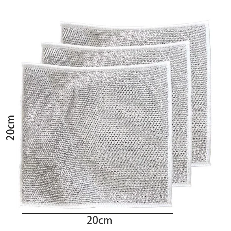 Multi-purpose Wire Dishcloth Wet & Dry Wire Dishcloth Kitchen Cooktop Dishwashing Cloths Daily Cleaning for Dishes Sink Counters