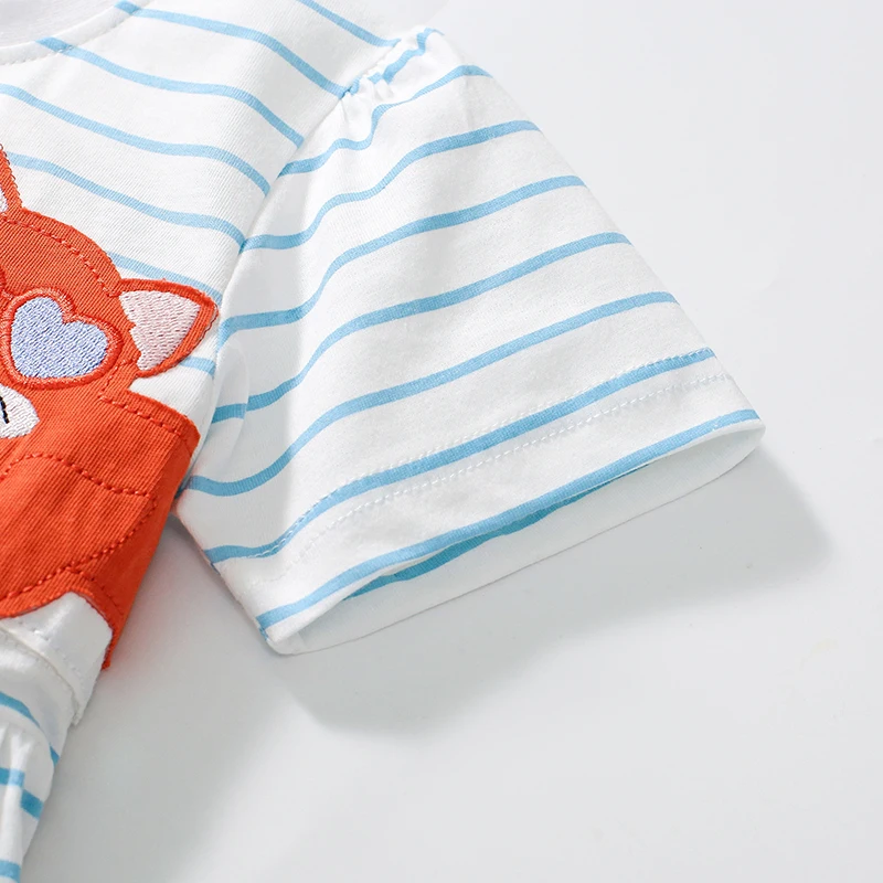 Little maven Kids Clothes New Summer Children's Clothing Cartoon Cats Striped Dresses Holiday Cotton Casual Vestidos Gifts