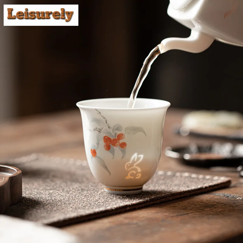 120ML Chinese Exquisite White Porcelain Teacup Tasting Tea God Cup Small Meditation Cup Smelling Fragrant Mug Kungfu Teaset Gift