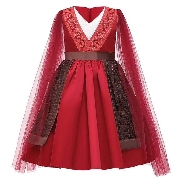 Mulan Costume Bambina Costume Mulan Per Bambina Hanfu Rosso/Blu