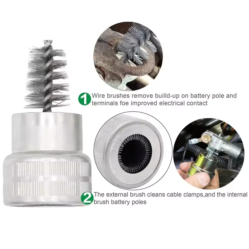 Battery Cleaning Brush Car Battery Dirt Brush Battery Pole Cleaning Tool Cleaning Cable Clamp Removing Oxide Layer on the Inner Wall of the