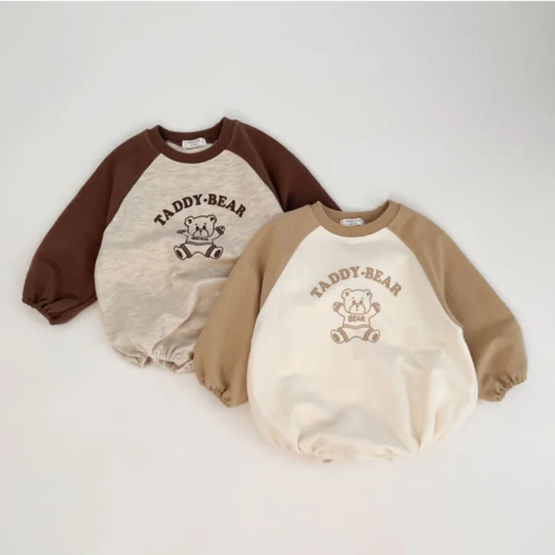 3826B Baby Clothes 2022 Autumn Korean Bear Raglan Sleeves Boy's One