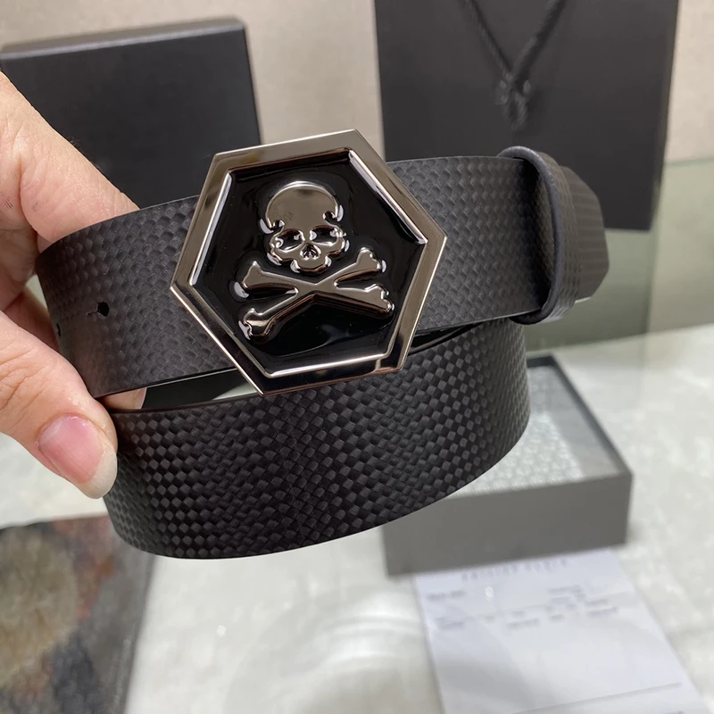 

Skull Head Belt Minimalist Belt Cowhide Men's Business Fashion High Quality European Metal Buckle Free Shipping 2024 new PP
