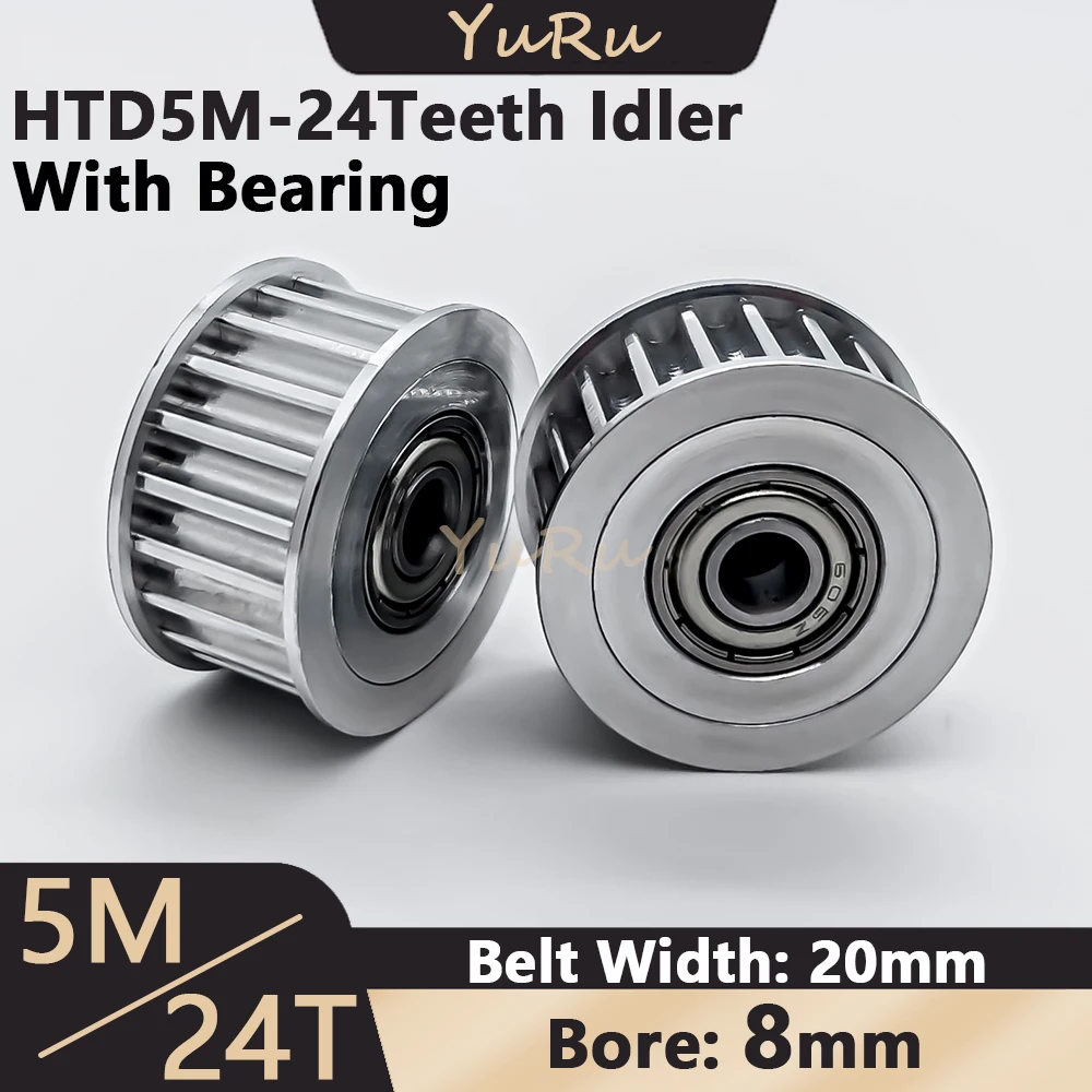 

HTD5M 24Teeth Idler with Bearing Timing Pulley Bore 8mm Belt Width 20mm 5M 24T Wheel Synchronous HTD-5M Belt Pulley 24 Teeth