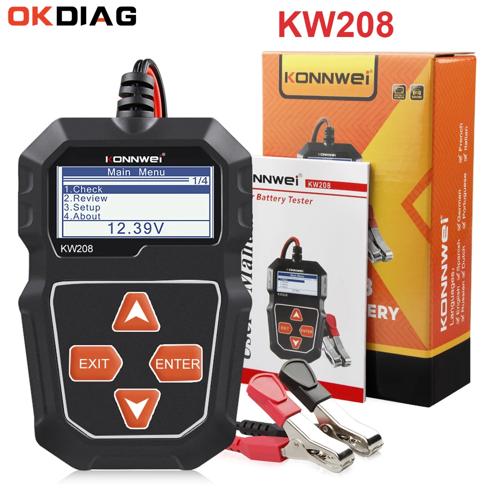 KONNWEI KW208 Car Battery Tester 12V Motorcycle Battery Analyzer 100