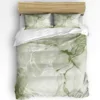 Sage Green Marbled 3pcs Bedding Set For Double Bed Home Textile Duvet Cover Quilt Cover Pillowcase 1