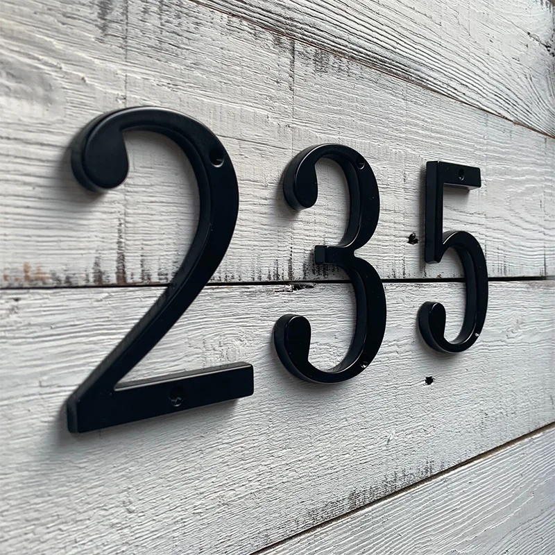 House number signs 1pc Black 101mm Modern House Number Outdoor 4 inch Zinc Alloy Apartment Door Numbers Mailbox Address Sign #0-9 With Screws