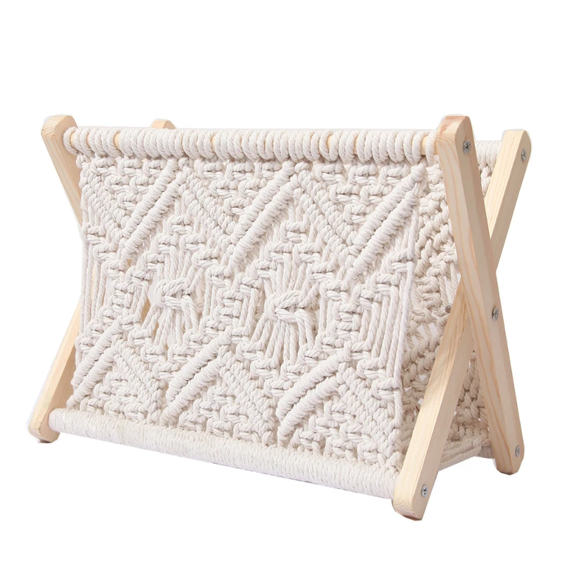 Office Furniture Cotton Rope Woven Magazine Storage Rack Creative Desktop Book and Newspaper Rack Floor Storage Magazine Racks