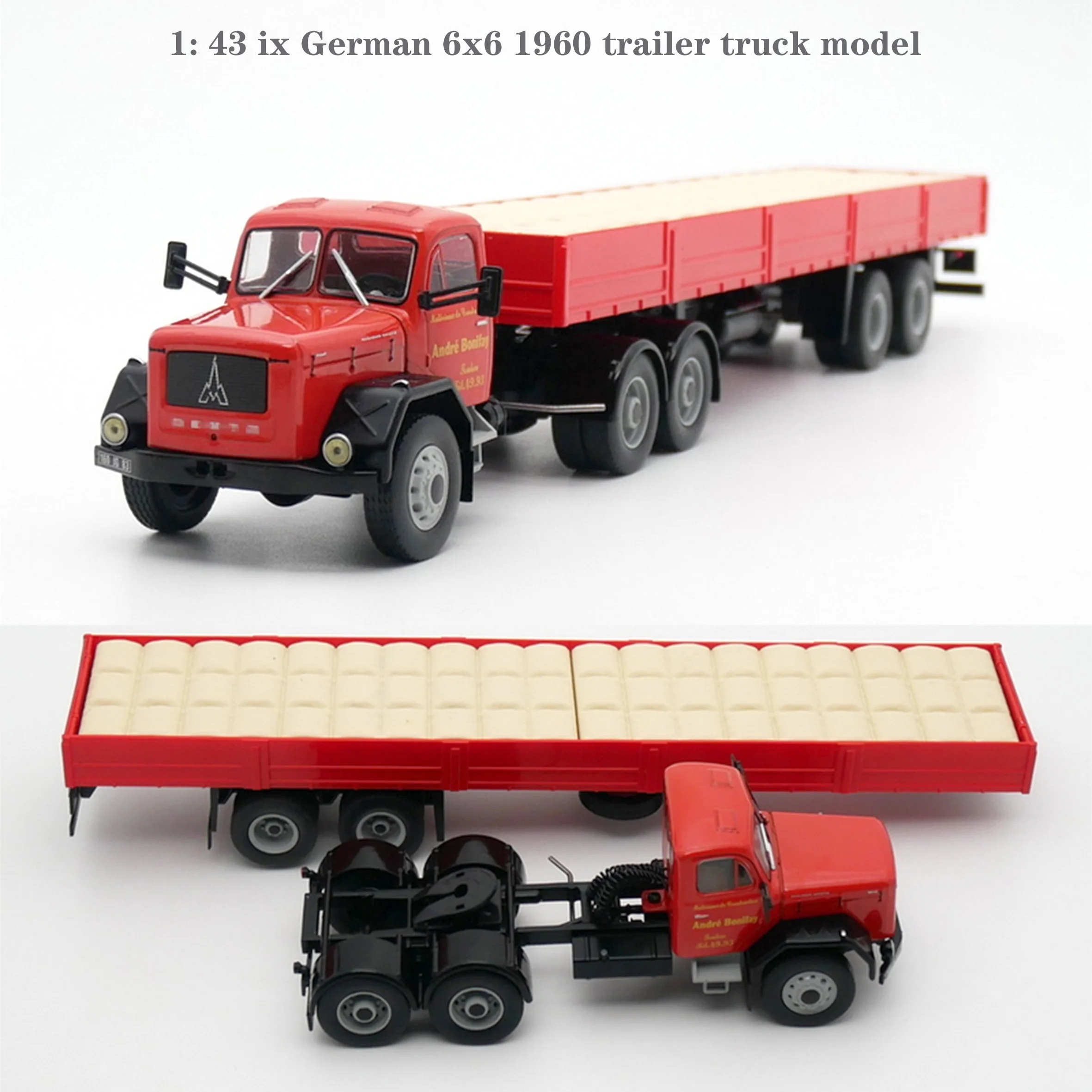 

1: 43 ix German 6x6 1960 trailer truck model Finished product collection model