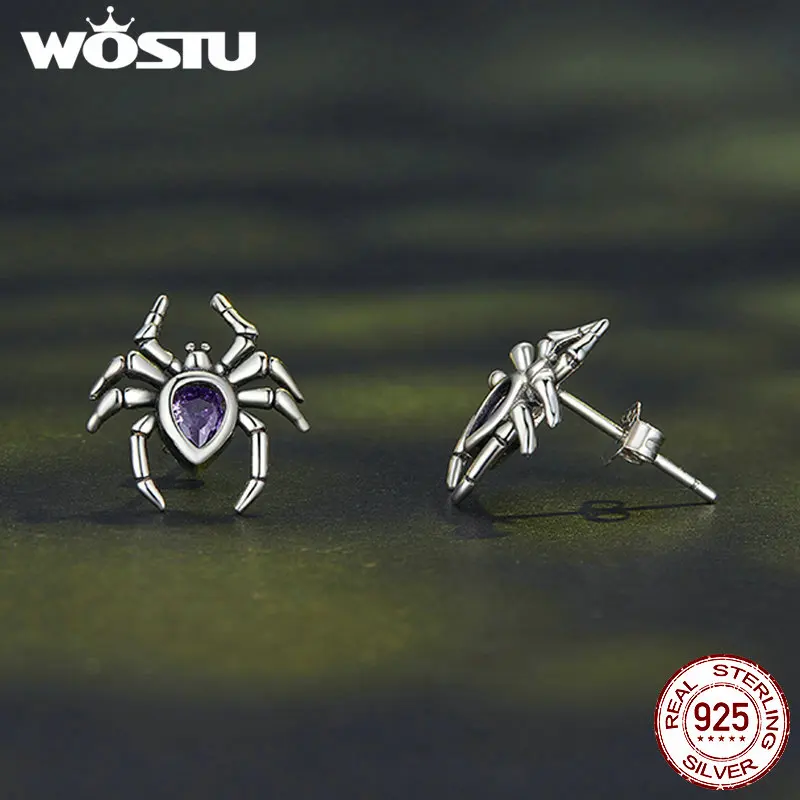 Orecchini Ragno E Ragnatela In Argento 925 Con Zirconi – Gioielli A Tema Halloween Per Donne E Ragazze - 4