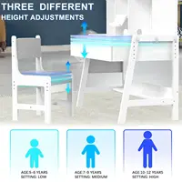 Kids Study Desk and Chair Set, Adjustable Children Study Table with Chair, Kids Wooden Desk with Hutch, Drawers, Book Stand, Whi 5
