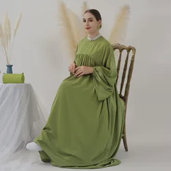 Prayer Abaya Islam Arab Casual Loose Women Maxi Dress 2023 New Autumn Solid Round Collar Long-Sleeved Turkey Ladies Swing Robe