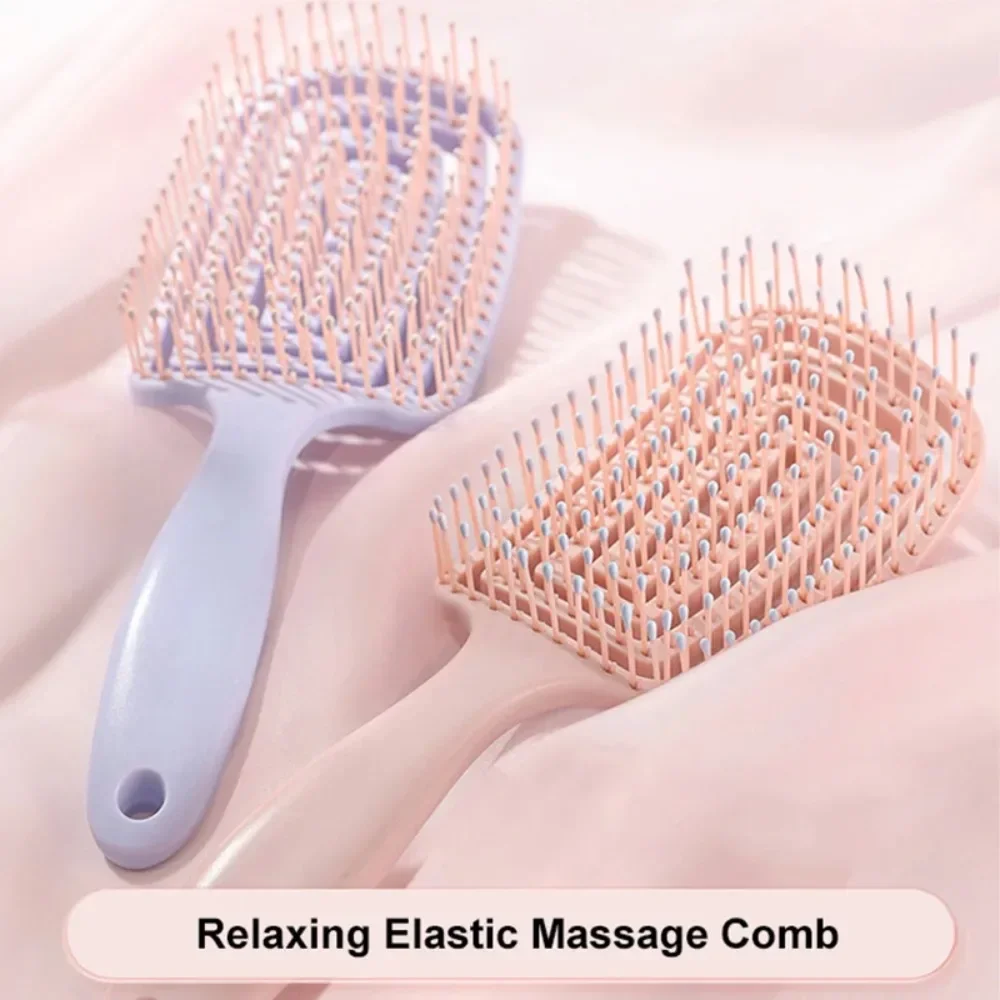 Relaxing Elastic Massage Comb Hollow Out Detangling Hair Brush Scalp Massage Combs Fast Blow Drying Detangler Hair Styling Tools voremy magical brush detangler detangling brush ultra detangler brush fast drying styling massage hairbrush women and kids