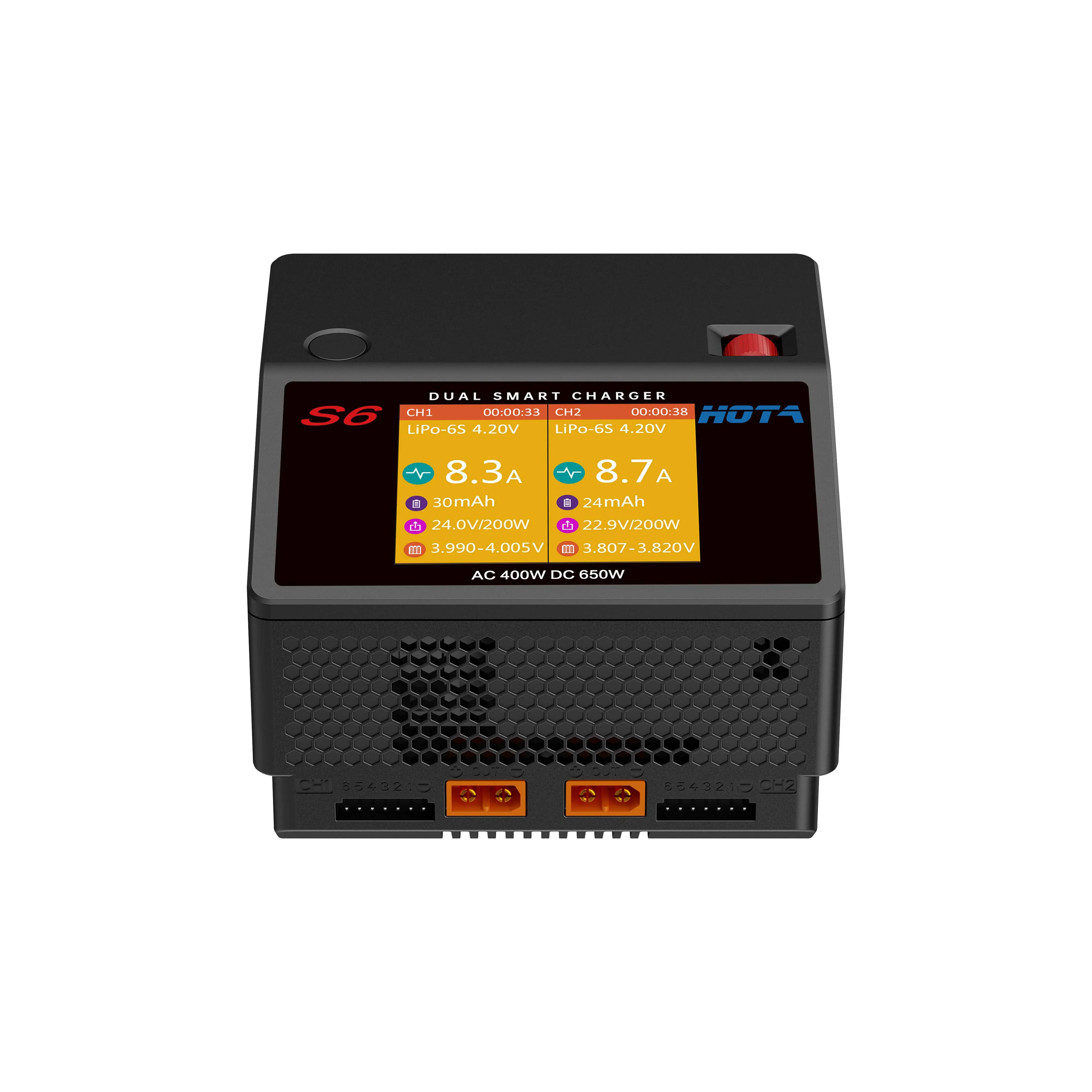 HOTA S6 AC400W DC650W 15A Dual Channel Smart Ultra Small Size Charger for Lipo LiHV LiFe LiIon NiZn NiCd NiMH Battery thumbnail 5
