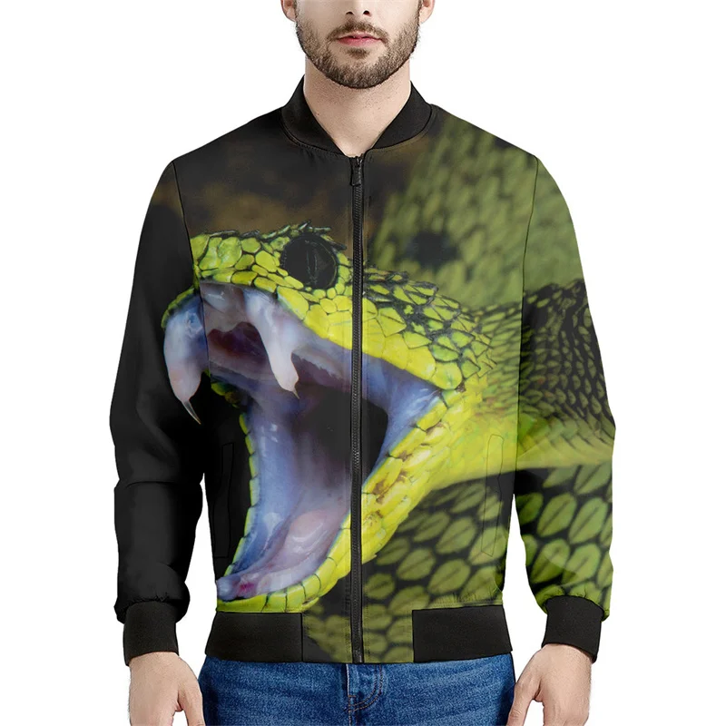 thumbnail image 1 of Chaqueta con cremallera y estampado 3D de serpiente de terror para hombre y mujer, sudadera con estampado de animales, chaquetas de calle de manga larga con cremallera para primavera y otoño, 1 of 4