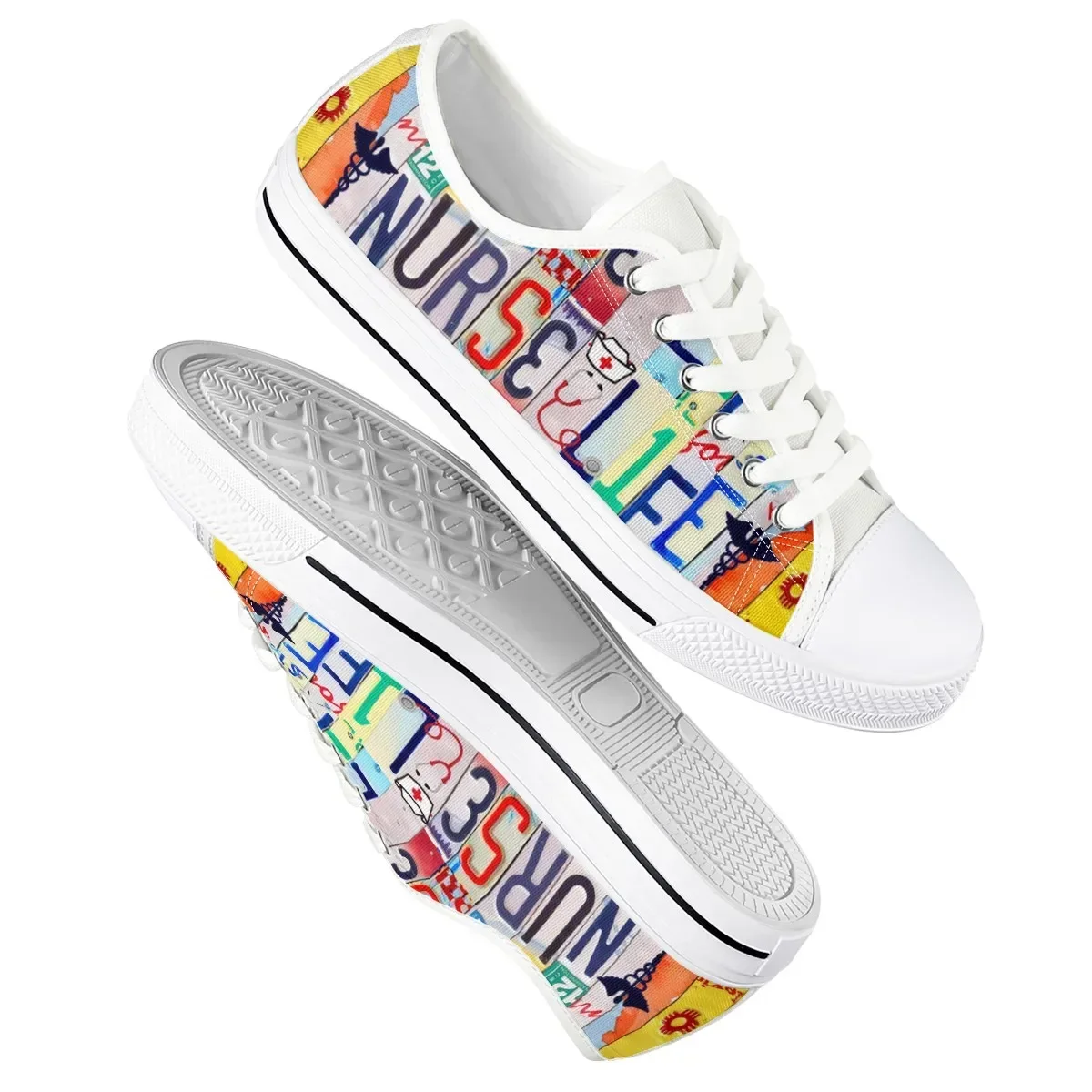 License Plate Nurse Life Design Vulcanize Shoes Woman Sneakers Fashion Canvas Shoes Feminino Zapatos Mujer