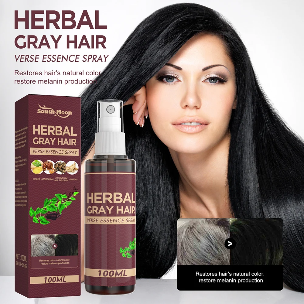 100ml Hair Darkening Spray Reduce Gray Hair Nourish Scalp Natural Herbal  Hair Serum Spray Turn White To Black Hair Care