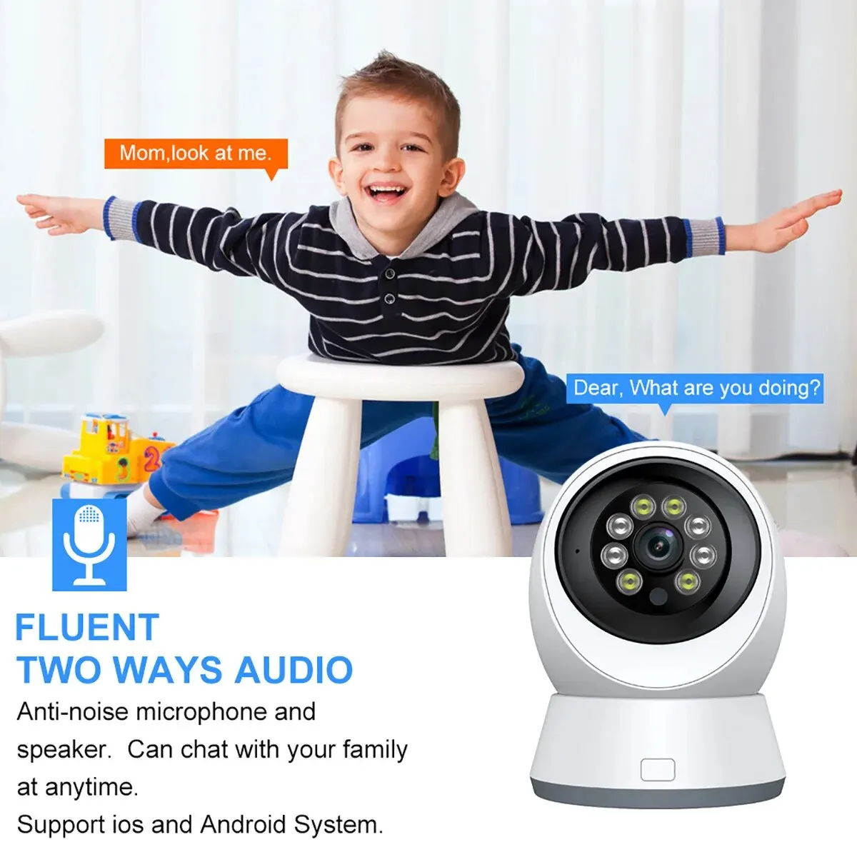 2Mp 1080P Ptz Ip Dome Camera Ai Rilevamento Umanoide Protezione Di Sicurezza Domestica Cctv Intercom Baby Monitor Pix-Link Robot Cat Camera