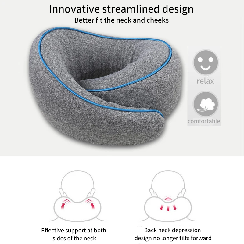 YOMDID New U-Shaped Memory Foam Neck Pillow Cervical Vertebra Travel Portable Noon Break Pillow Healthcare Sleep Camping Pillow 4