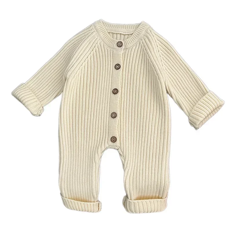 4614 Baby Jumpsuit 2024 Autumn and Winter New Solid Color Baby Boy's Knitting Climbing Clothes 5
