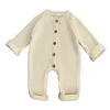 4614 Baby Jumpsuit 2024 Autumn and Winter New Solid Color Baby Boy's Knitting Climbing Clothes 5