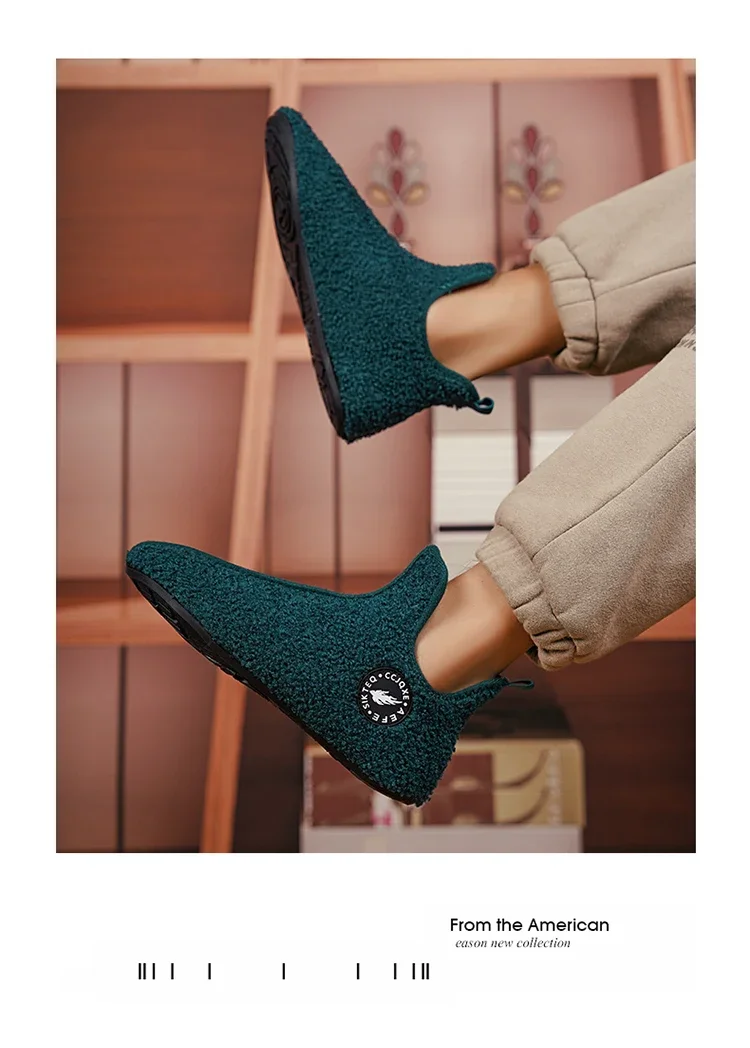 YRZL Winter Slippers Men Indoor Slippers Non-slip Warm Women and Men Slipper Ankle Soft Shoes Comfortable Flat Home Cotton Shoes