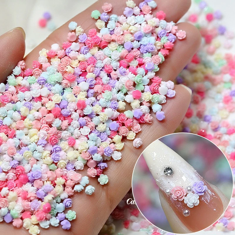 Vibrant Floral Resin Nail Art Ornaments Set