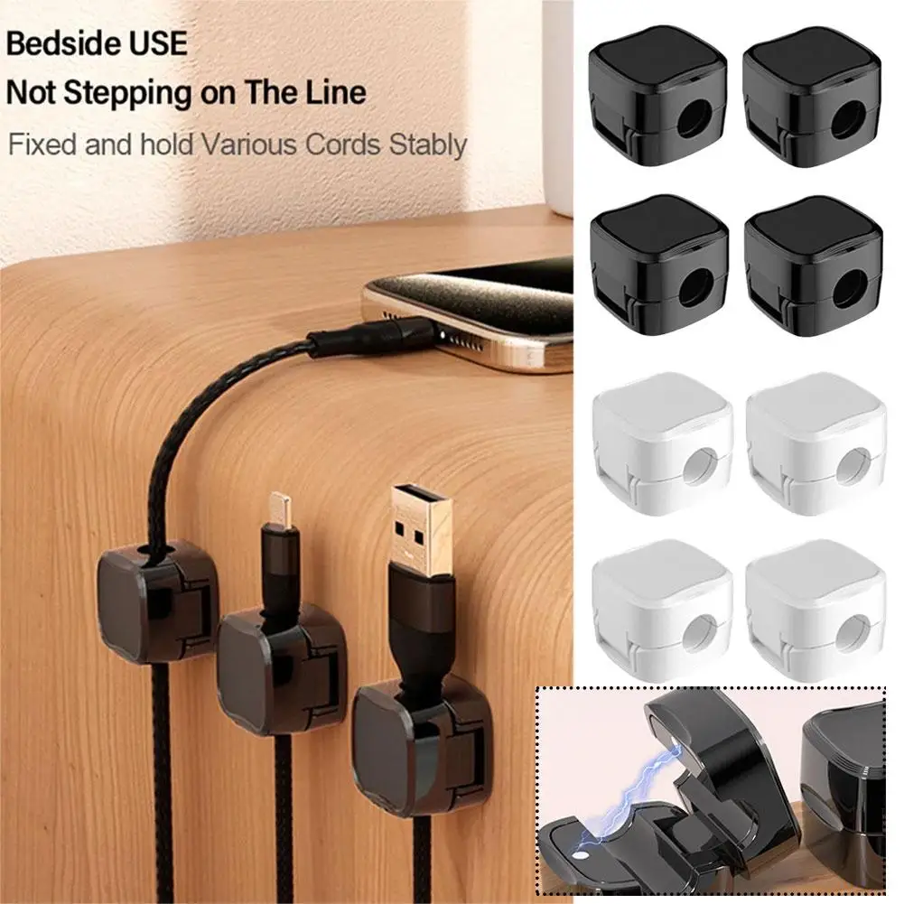 Magnetic Phone Cable Clips Cable Smooth Adjustable Cord Keeper Desk Under Wire Cable Organizer Management Holder Cable Hold X7N5