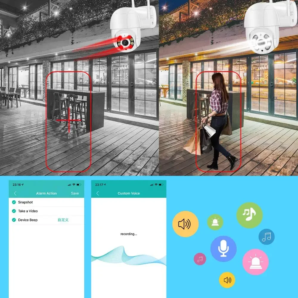 BESDER 4K 8MP 5MP Ultra HD PTZ WiFi IP Camera AI Human Detection 1080P UHD Audio IP Camera Auto Tracking P2P Video Surveillance 5